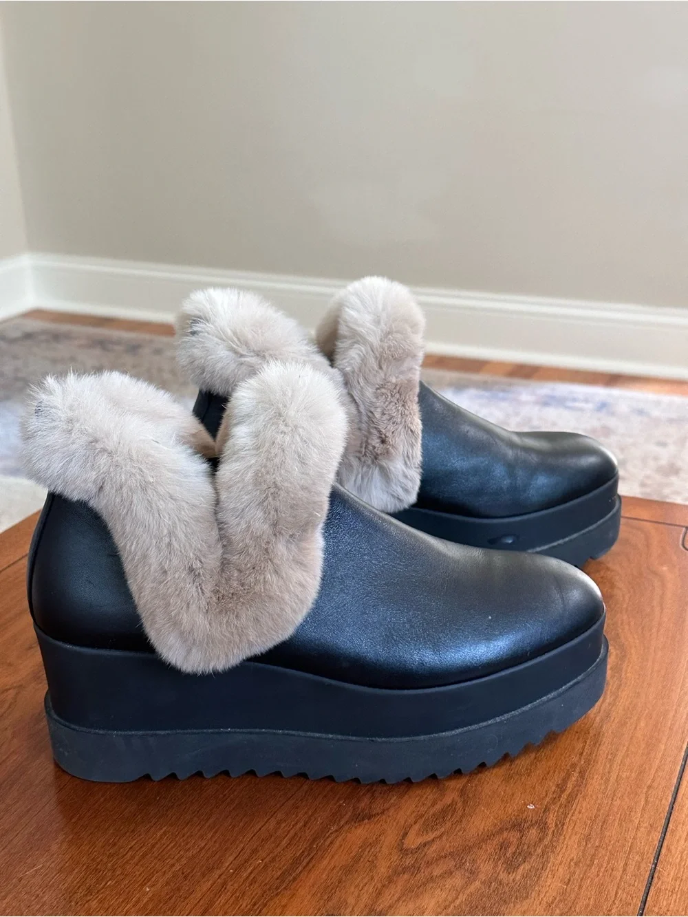 Akada Wellies Faux Fur Platform Clogs Black EU 38 Women’s Winter Shoes